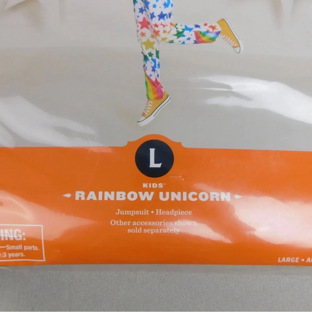 Kids Rainbow Stars Unicorn Costume Jumpsuit Headband 10-12 Large